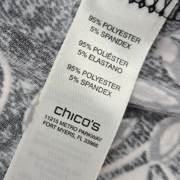 Weekends by Chicos Black White Floral Zip Front Jacket Womens Size 1 Lightweight - Picture 10 of 11